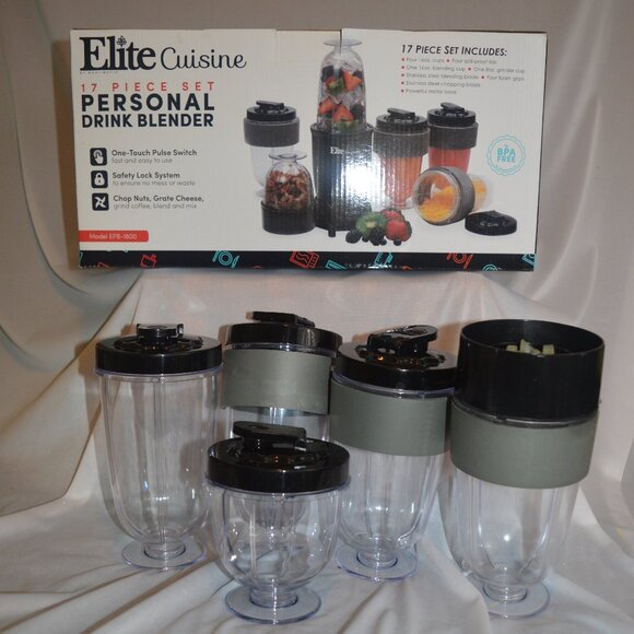 Elite Cuisine 5 smoothie cups with lids only no blender - Picture 1 of 2